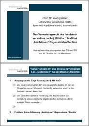 Verwertungsrecht des Insolvenzverwalters bei - Lehrstuhls für ...