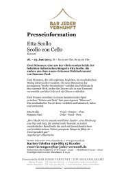 Presseinformation Etta Scollo Scollo con Cello - Bar jeder Vernunft