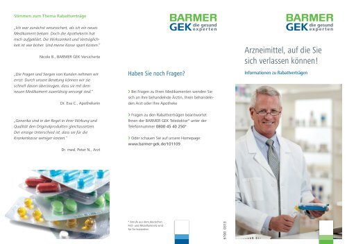 Flyer - Arzneimittel, auf die Sie sich verlassen können ... - Barmer GEK