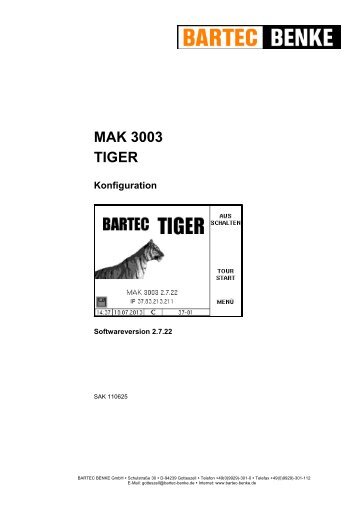 MAK 3003 TIGER - Bartec Sicherheits-Schaltanlagen GmbH