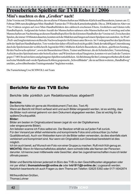 Jahrgang 23 Ausgabe 1 /2006 - TV-Bassenheim 1911