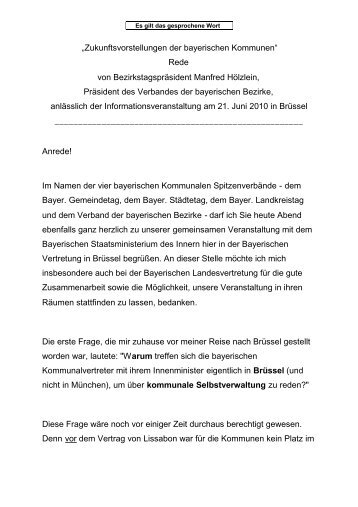 „Zukunftsvorstellungen der bayerischen Kommunen“ Rede von ...