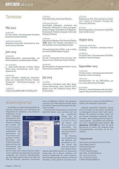 Newsletter Mai 2013 - BayCHINA