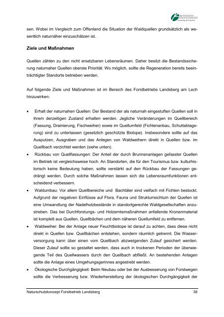 Naturschutzkonzept für den Forstbetrieb Landsberg - Bayerische ...