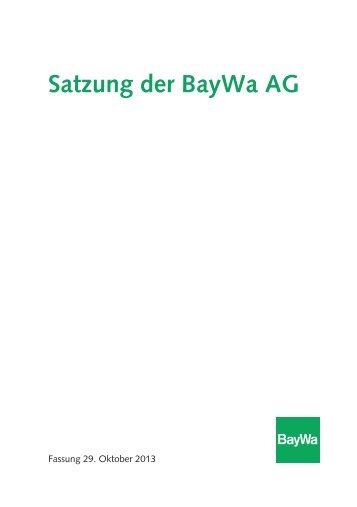 Satzung der BayWa AG