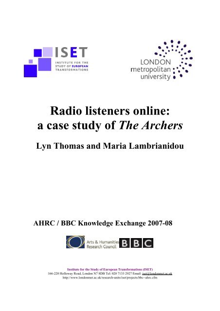 Radio listeners online - A case study of The Archers - BBC