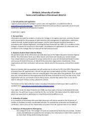 Birkbeck, University of London Terms and Conditions of Enrolment ...