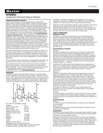 EXTRANEAL (icodextrin) Peritoneal Dialysis Solution - Baxter