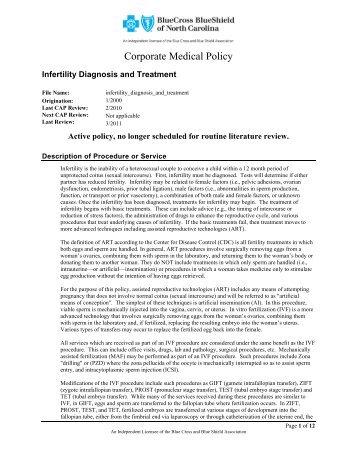 Corporate Medical Policy Infertility, Diagnosis and Treatment