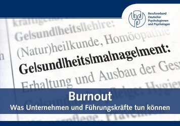 Burnout – Was Unternehmen und Führungskräfte tun können - BDP