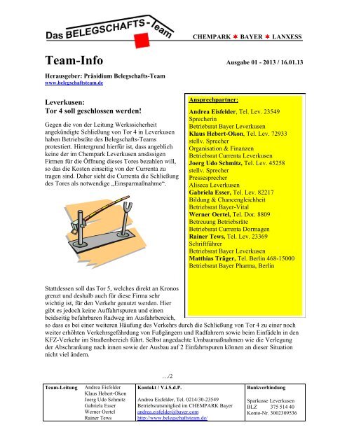 Teaminfo 01 13 Belegschaftsteam