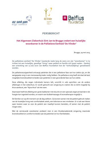 Het Algemeen Ziekenhuis Sint-Jan te Brugge creëert een ... - Belfius