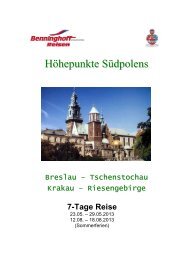 Höhepunkte Südpolens - Benninghoff Reisen