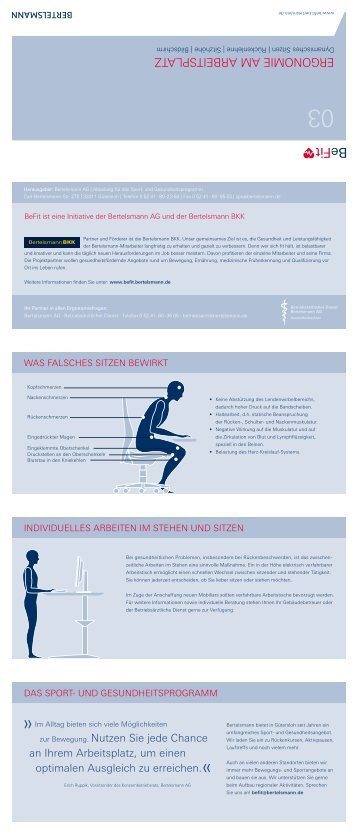 ERGONOMIE AM ARBEITSPLATZ - Bertelsmann BKK