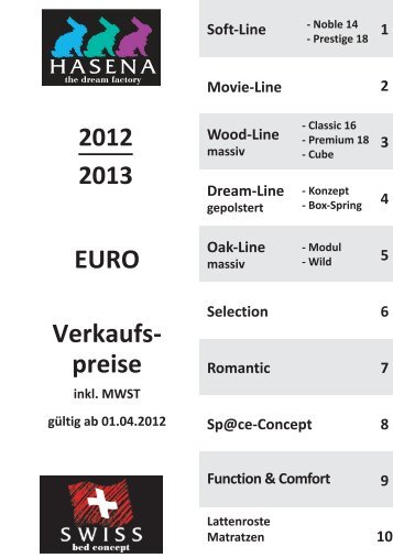 Hasena Preisliste 2012 - 2013 (PDF Download) - Betten Ritter