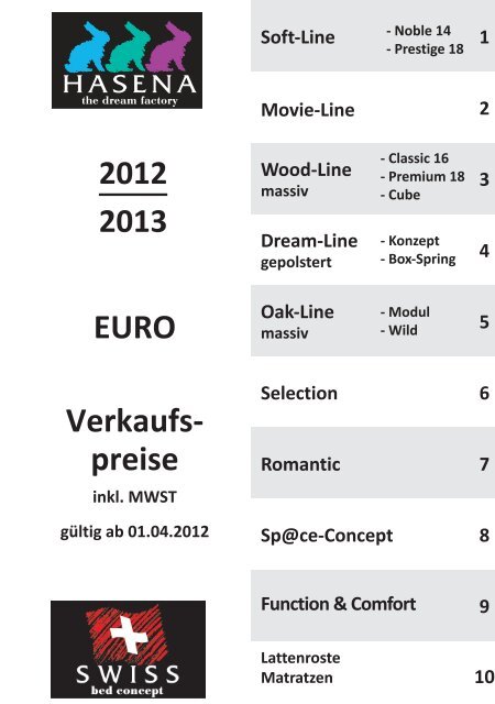 Hasena Preisliste 2012 - 2013 (PDF Download) - Betten Ritter