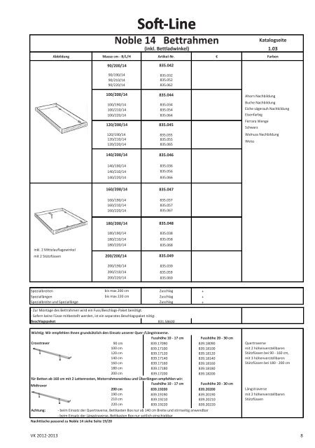 Hasena Preisliste 2012 - 2013 (PDF Download) - Betten Ritter