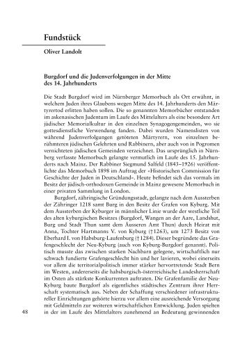 Burgdorf und die Judenverfolgungen in der Mitte des 14. Jahrhunderts