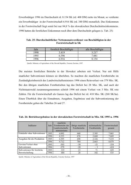 Die Forstwirtschaft der Slowakischen Republik - 1. Januar 2008