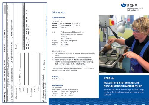 Berufsgenossenschaft Für Holz Und Metall ansehen - Berufsgenossenschaft Holz und Metall