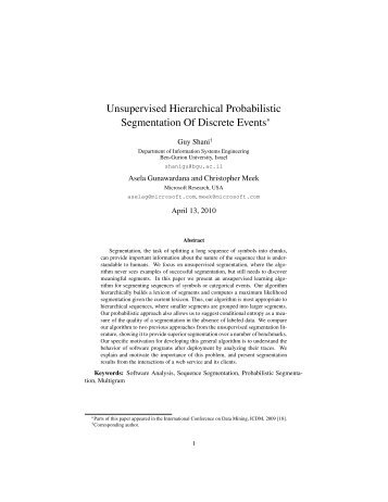 Unsupervized Hierarchical Segmentation of Discrete Events