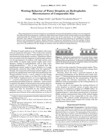 Wetting Behavior of Water Droplets on Hydrophobic Microtextures of ...