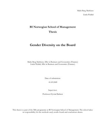 Gender Diversity on the Board - BI Norwegian Business School