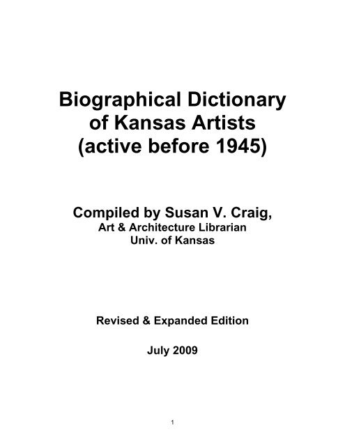 Biographical Dictionary of Kansas Artists - KU ScholarWorks ...
