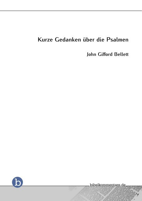 Kurze Gedanken über die Psalmen - Bibelkommentare.de