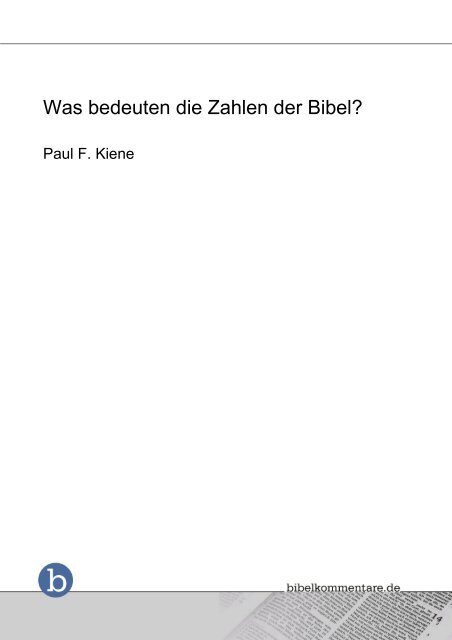 Was bedeuten die Zahlen der Bibel? - Bibelkommentare.de