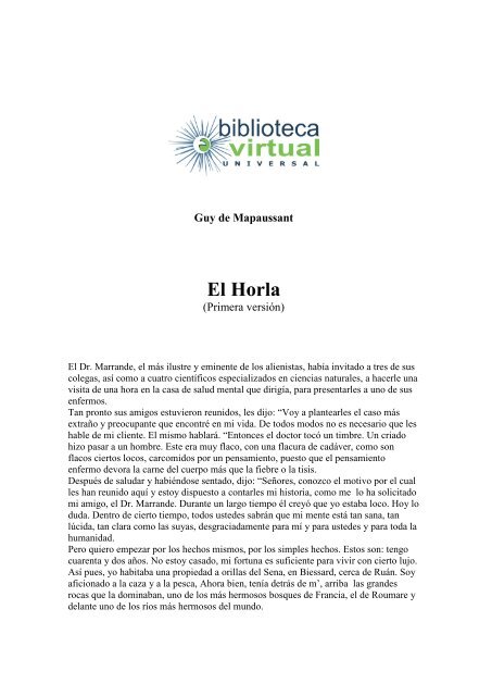 El Horla - Biblioteca Virtual Universal