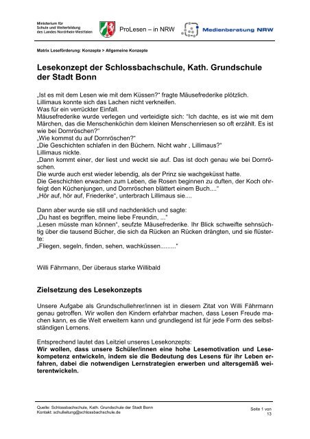 Lesekonzept Bonn Bibliothek Und Schule