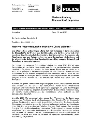Tanz dich frei - Communiqué der Kantonspolizei Bern - Bieler Tagblatt