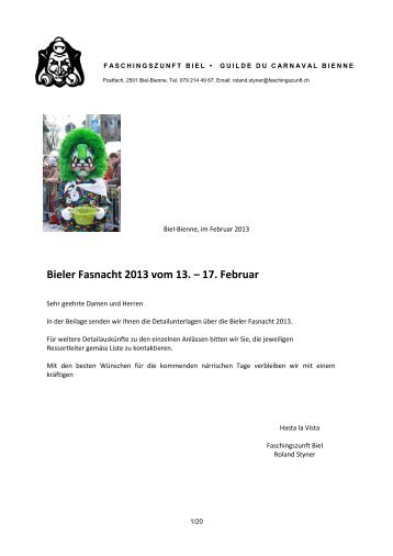 Bieler Fasnacht 2013 vom 13. – 17. Februar - Bieler Tagblatt
