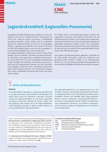 Legionellen-Pneumonie - Berner Institut für Hausarztmedizin BIHAM ...