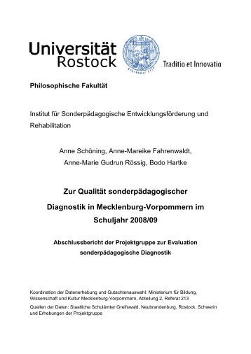 Zur Qualität sonderpädagogischer Diagnostik in Mecklenburg ...