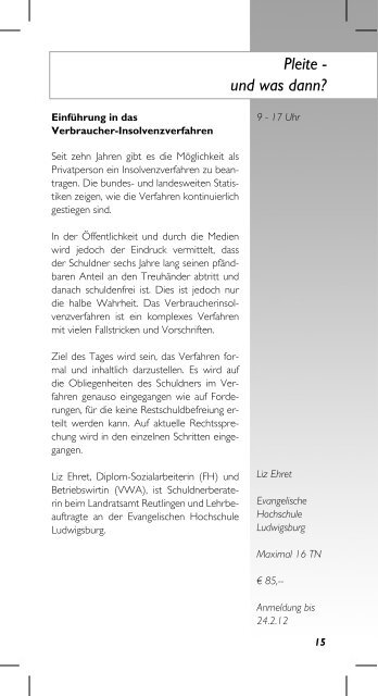 Fortbildungsprogramm 2012 - Bildungsportal der Evangelischen ...