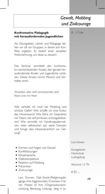 Fortbildungsprogramm 2012 - Bildungsportal der Evangelischen ...