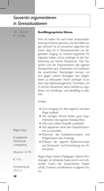 Fortbildungsprogramm 2012 - Bildungsportal der Evangelischen ...