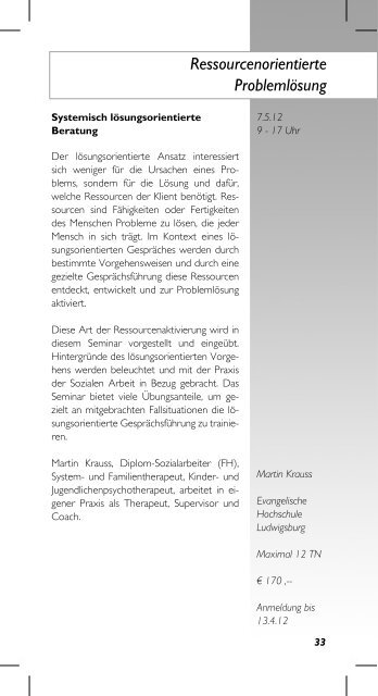 Fortbildungsprogramm 2012 - Bildungsportal der Evangelischen ...