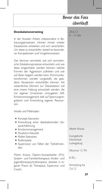 Fortbildungsprogramm 2012 - Bildungsportal der Evangelischen ...