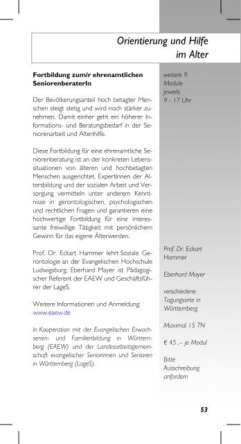 Fortbildungsprogramm 2012 - Bildungsportal der Evangelischen ...