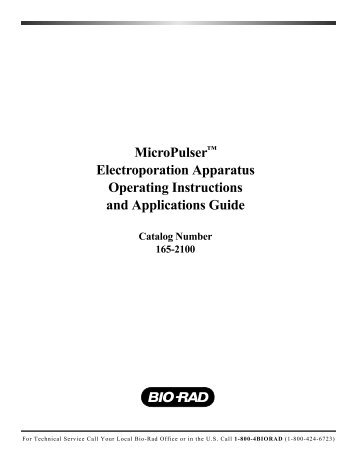 MicroPulser™ Electroporation Apparatus Operating ... - Bio-Rad