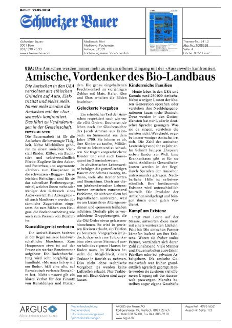 Amische, Vordenker des Bio-Landbaus - Bioaktuell.ch