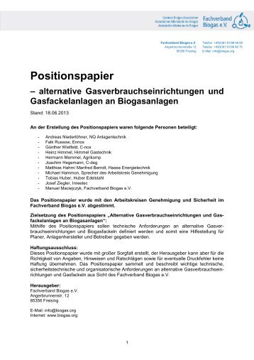 Positionspapier - Fachverband Biogas e.V.