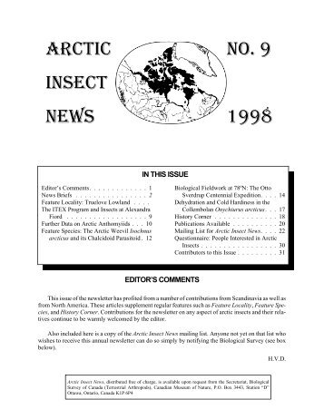 No. 9 1998 ARC TIC IN SECT NEWS - Department of Biological ...