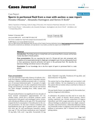 Sperm in peritoneal fluid from a man with ascites: a case report