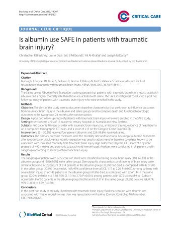 Is albumin use SAFE in patients with traumatic ... - BioMed Central