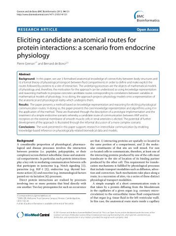 Eliciting candidate anatomical routes for protein ... - BioMed Central
