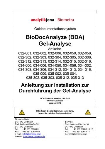 BioDocAnalyze (BDA) Gel-Analyse